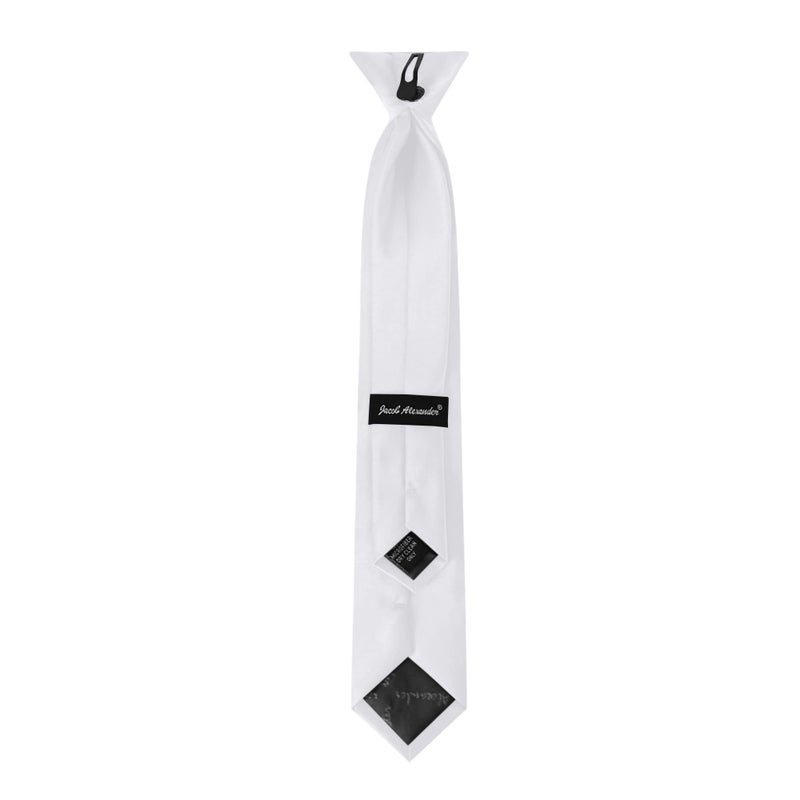 Jacob Alexander Boy's First Holy Communion 14" Pretied Solid Clip-On Tie - White - Image 3